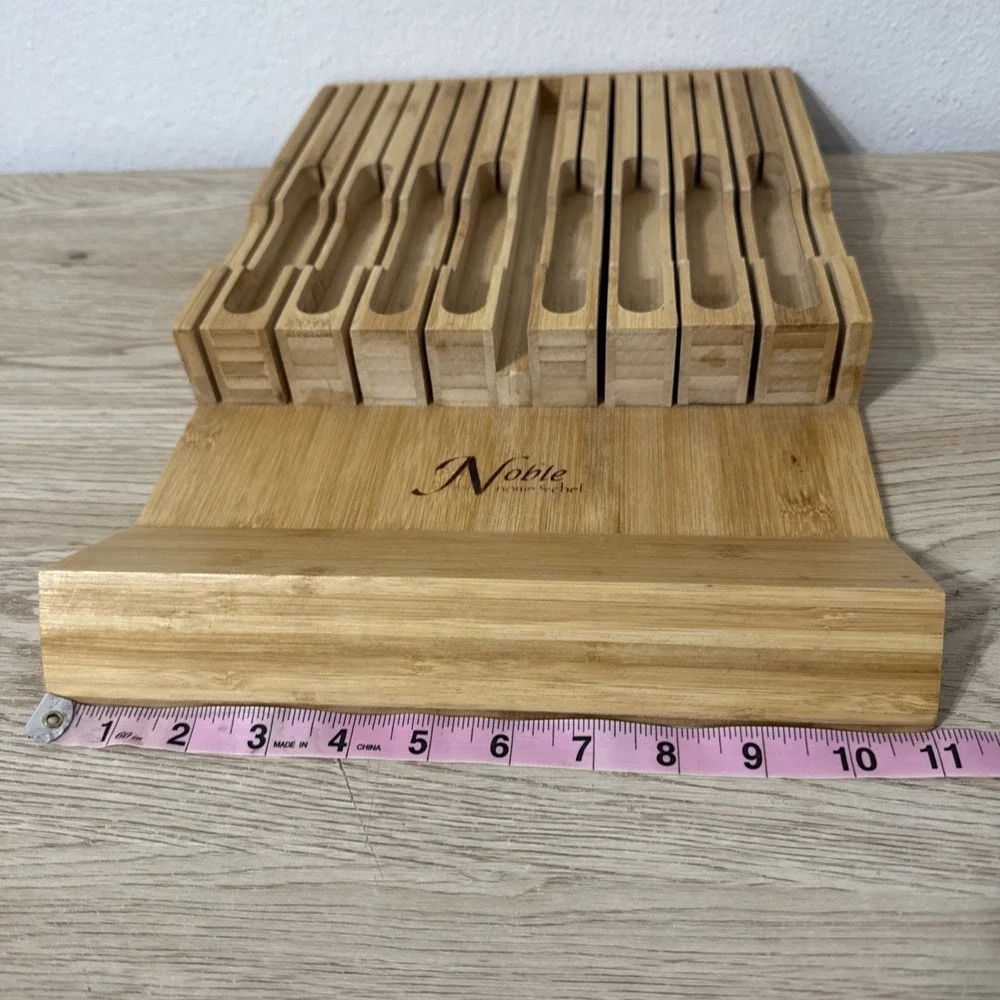 Noble Home & Chef Bamboo In Drawer Kitchen Knife Set Block Storage Organizer‎